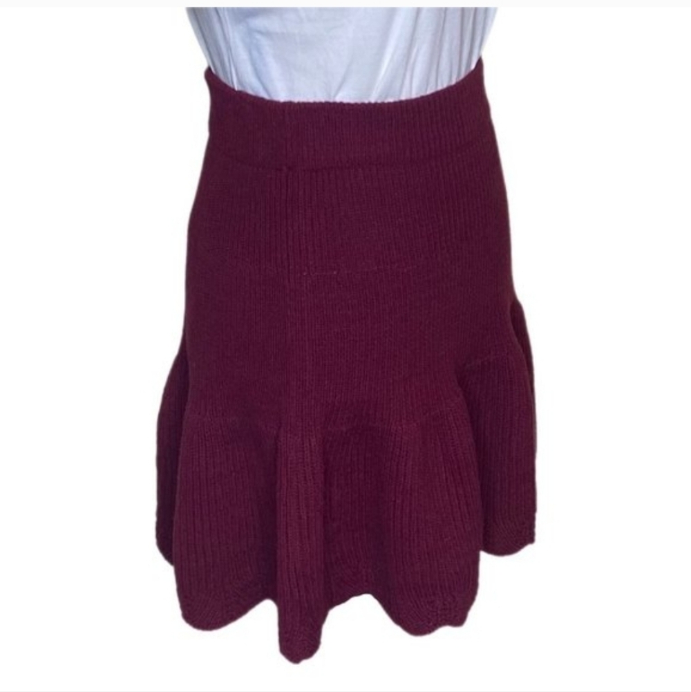 Liefnotes For Anthropologie Burgundy Sweater Skirt Wool Blend Size S - Picture 4 of 7